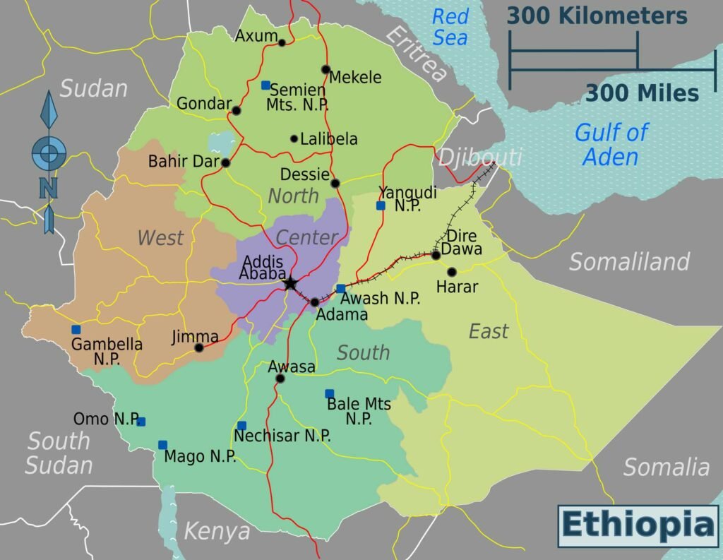 Ethiopia's Port Access. Map of Ethiopia