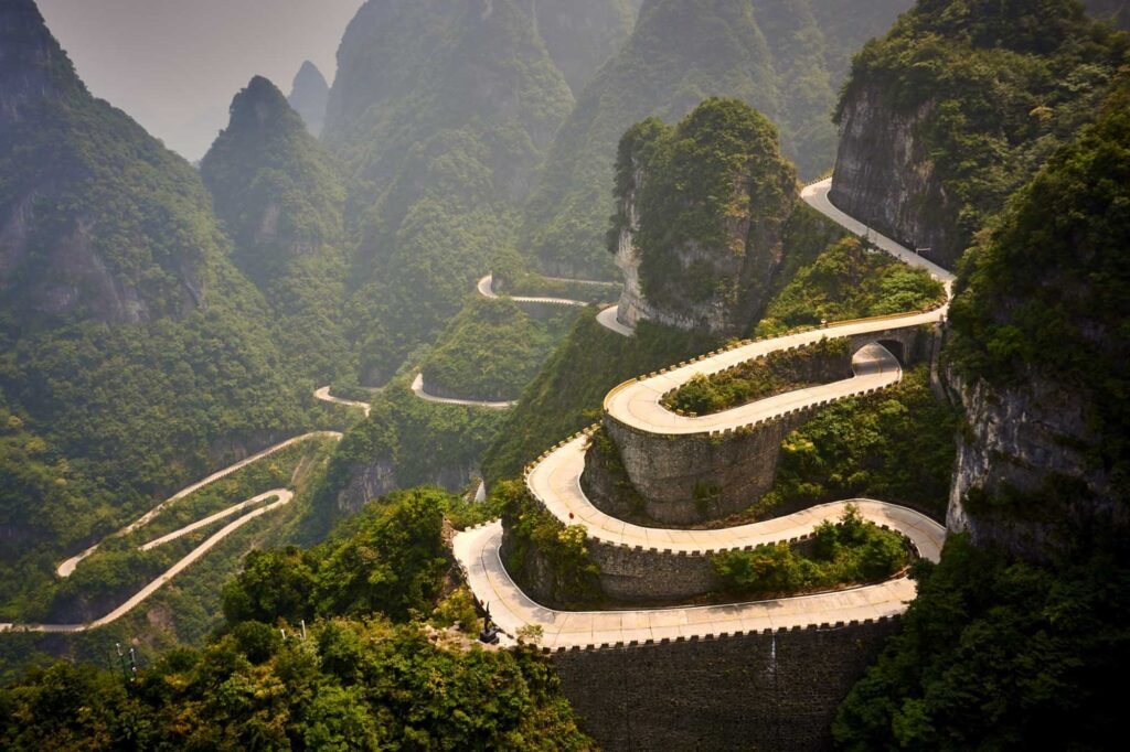 Tianmen mountain road Zhangjiajie China. Chinese history.